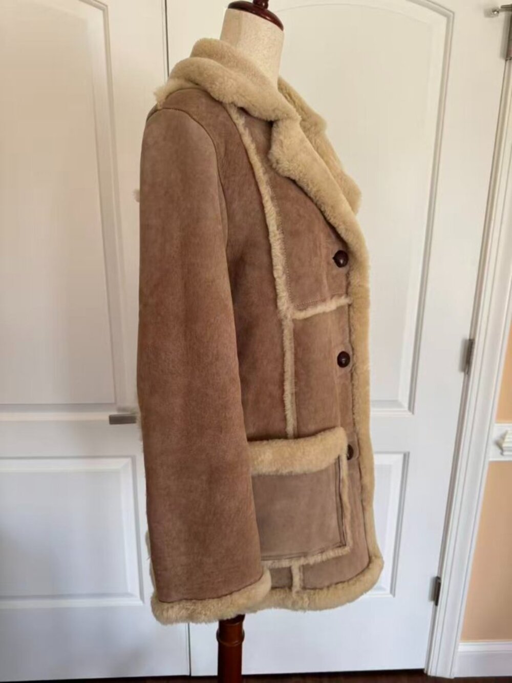 NWT 100% Authentic Coach Shearling Lamb Coat, Sz S - Picture 2 of 13